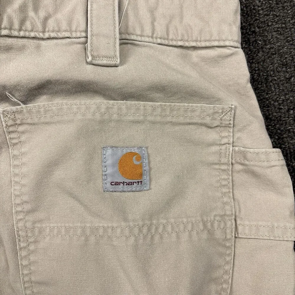 Vintage Carhartt Utility Work Shorts Carpenter B147 Khaki 10" 90s Mexico Size 32 - Picture 5 of 5